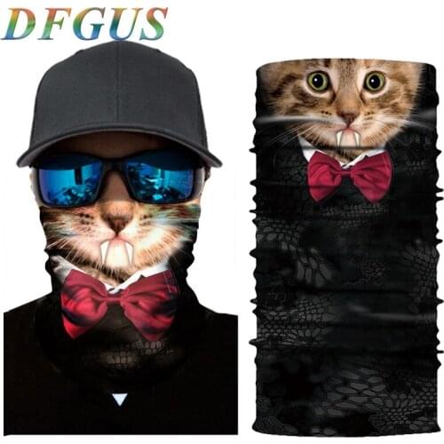 3D Animal Seamless Magic Neck Gaiter Face Mask Balaclava Shield Camping Cycling Fishing Biker Bandana Headband Scarf Men Women