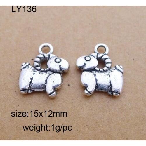 50PCS 15x12mm Antique Silver Plated Zinc Alloy Sheep Charms