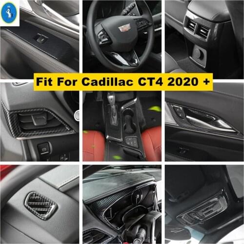 ABS Carbon Fiber Look Interior Refit Kit Lift Button / Air AC / Dashboard / Gear Box Cover Trim Fit For Cadillac CT4 2020 2021