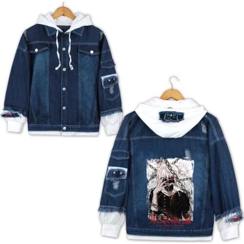 Anime Tokyo Ghoul Kaneki Ken Hoodies Hooded Jacket Cosplay Hoodies Costumes Men Women Denim Jacket
