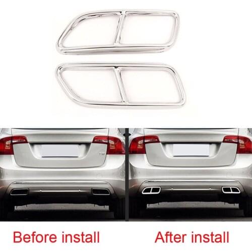 Car Stainless steel Rear Exhaust Tail Pipe Cover Trim For VOLVO S60 S90 XC60 XC90 V60 S60L S90L Car Accessories