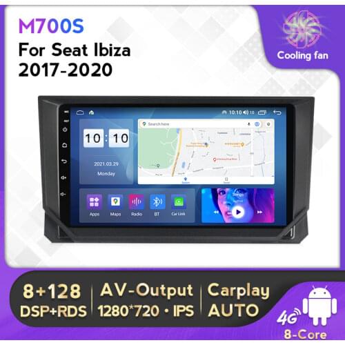 2 Din Android 10.0 6G RAM 128G ROM Car DVD Player For Seat Ibiza 2017 2018 2019 Car GPS Navigation Radio Multimedia WIFI BT