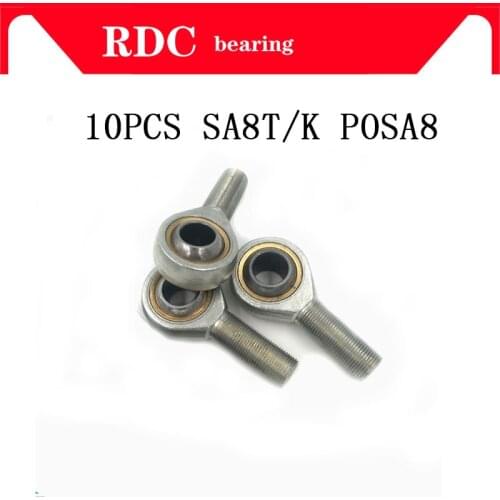 Free Shipping 10 pcs SA8T/K POSA8 rod end bearing 8mm High quality right hand thread male joint bearing factory direct