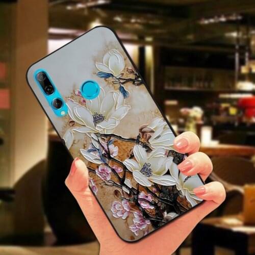 Fashion Flower Silicone Case For Huawei P Smart Plus 2019 Black Fundas TPU Back Cover For Huawei P Smart Z S Y7 Y8P 2020 Y9A