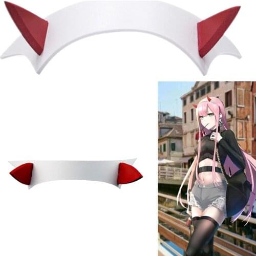 DARLING in the FRANXX Zero Two Code:002 Cosplay Red Devil Horn Headdress Deformation Headwear Decorative
