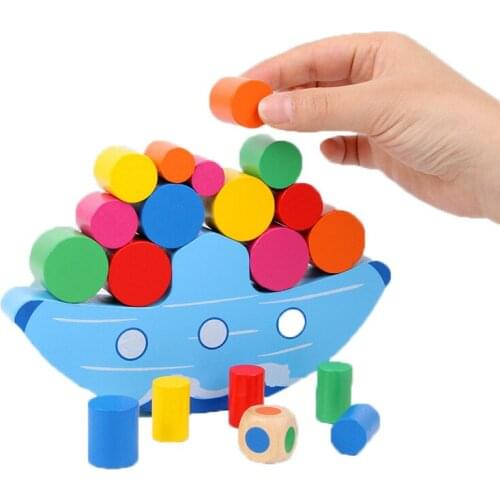Kids Toys Montessori Wooden Toys Wood Moon Balance Game Blocks Wooden Toys Montessori Moon Balancing Blocks for Baby Children