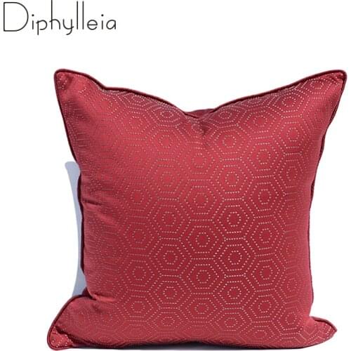 Diphylleia Retro Red Pillow Cushion Cover Honeycomb Geometric Jaquard American Couch Pillowcase Hotel Restaurant Apartment Decor