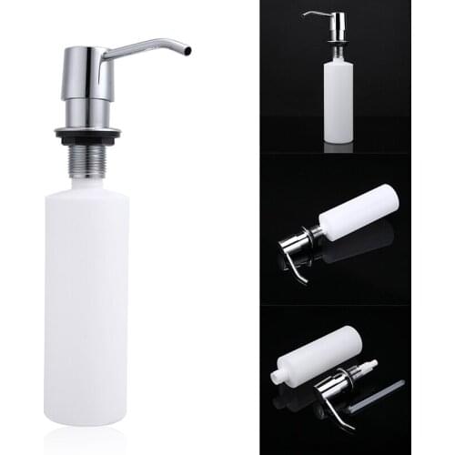 Kitchen Sink Soap Dispenser Pump Lotion Storage Bottle Stainless Steel Head Countertop Household Manually Press