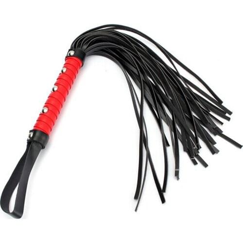 Exotic Accessories 1 Pcs Sexy Whip Black Lash Red Handle For Adult Game PU Leather Flirt Toys Couple Role Play Erotic Toys