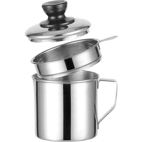 Leak Proof Oil Filter With Separator Durable Cooking Oil Strainer Cooking Grease Reusing Oil Can Stainless Steel Pan Kitchen