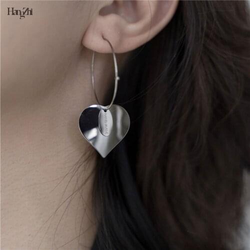 HANGZHI 2020 AB Bowknot Peach Heart Asymmetrical Beads String Long Tassel Big Earrings Jewelry for Women Accessories