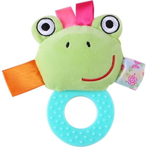 0-12 Month Newborn Toys Infant Hand Grasping Silicone Teether Rubber Rattle Doll BB Plush Stuffed Educational Toy