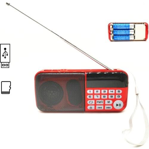 3 Batteries Rechargeable Pocket FM Radio MP3 Player Portable Radio Receiver Speaker Support TF Card USB Disk Gift for Parents
