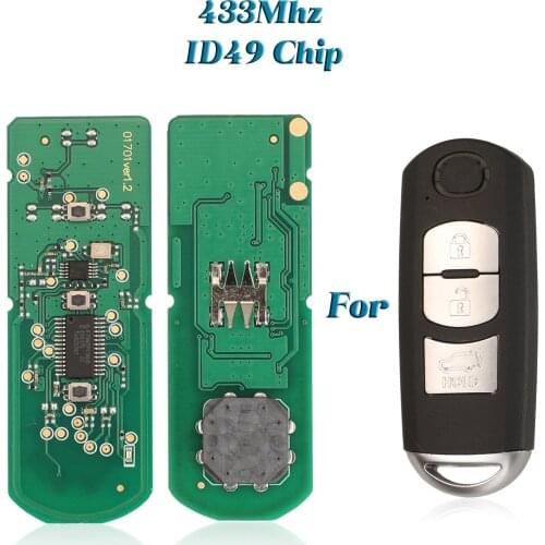 Bilchave For 3/4 Button 433Mhz ID49 Remote Car Key Circuit Board For Mazda (Mitsubishi System) 6 3 MX-5 CX-3 CX-5 CX-7 SKE13E-01