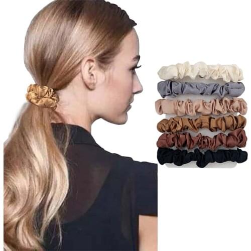 6pcs/set Fashion Women Girls Silk Elastic Hair Bands Tie Rope Ring Scrunchie Ponytail Holder Gum Rubber Bands Hair Accessories