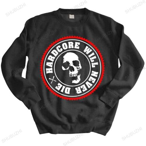 Men autumn sweatshirt black hoody Hardcore Will Never Die | Hardstyle | DJ | Totenkopf | Skull cotton brand hoodie drop shipping