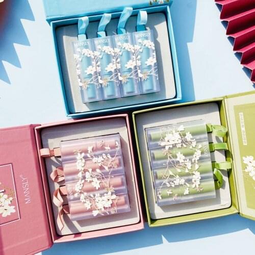 4pcs/set Matte Lipstick Set 3pcs Velvet Sexy Natural Smooth Lasting Waterproof Non-fading Non-stick Pigment Lipstick Cosmetic