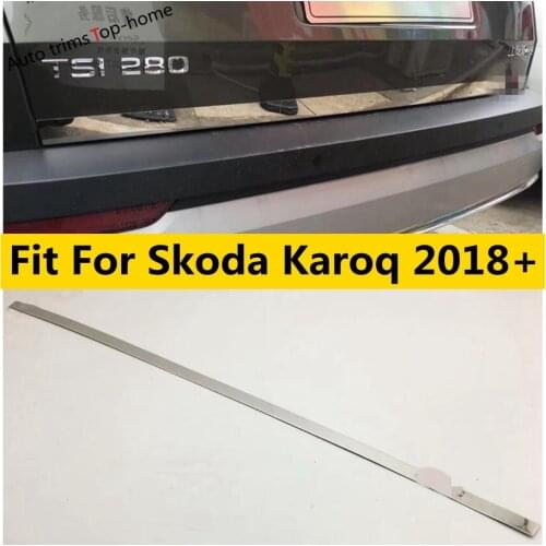 Yimaautotrims Rear Trunk Tailgate Door Bottom Streamer Cover Trim For Skoda Karoq 2018 - 2020 Stainless Steel Chromium Styling