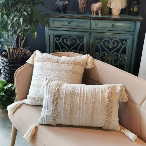 Pillow Covers Boho Decorative Soft Tufted Pillowcase with Tassels Decorative Pillow Cushion Cover for Sofa Couch Chair Car Seat