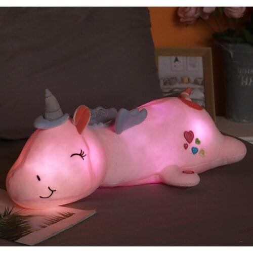 New kawaii Luminous Unicorn Stuffed Animal Pillow Glowing LED Light Dolls Kids Baby Gifts Room Dec Plush Toys For Children