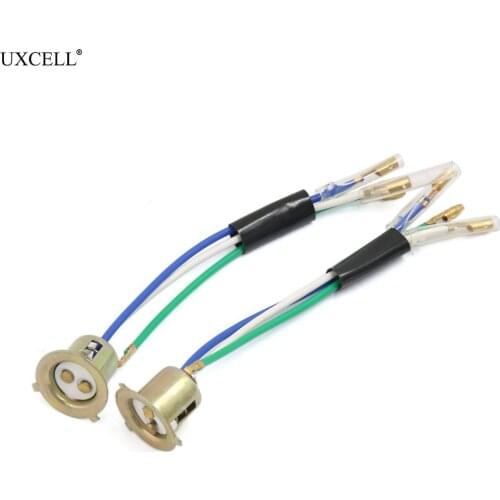 Uxcell 2 Pcs 3 Wires Motorcycle Scooter Headlight Head Lamps Socket Holder Adapter, 2 Pack