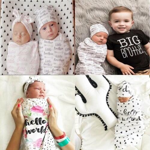 PUDCOCO Newborn Baby Boy Girl Cocoon Swaddle Blanket Sleeping Bag Swaddle Wrap Hat/Headband 2Pcs For 0-3M