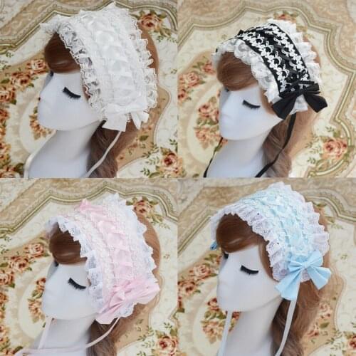 Princess sweet Japanese hairband Lace Butterfly Tie Headband Master lolita cosplay girls hair band HEAD WEAR Headband LZJ-H03