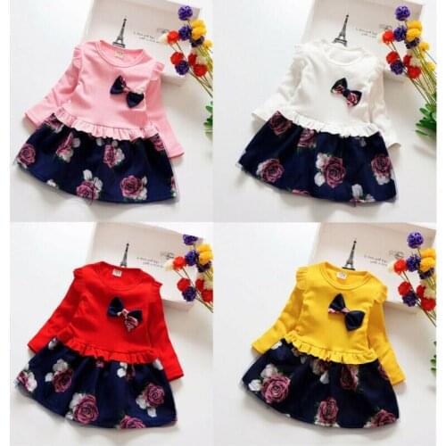 Baby Girl Valentine Floral Dress Princess Girls Cute Bowknot Party Gown Dresses