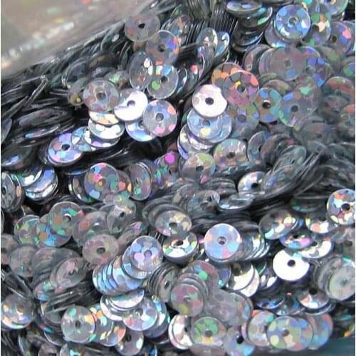 50g 4mm Flat Round Sequins For Crafts PVC Middle Hole DIY Sewing Garment Accessory Hologram Laser Silver Confetti