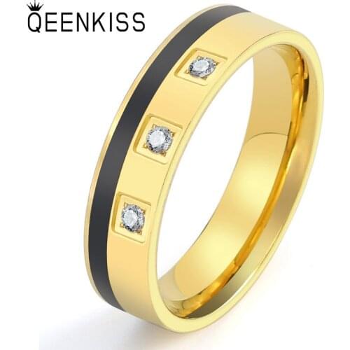QEENKISS RG860 2021 Fine Jewelry Wholesale Fashion Men Boy Birthday Wedding Gift AAA Zircon Titanium Stainless Steel Ring 1PC