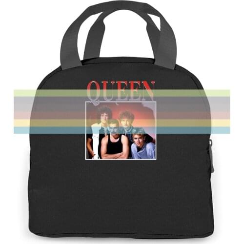 Queen Freddie Mercury Lengend Famous Singer Rock Black women men Portable insulated lunch bag adult