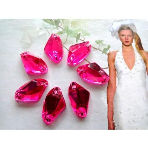 Rose red colour 150pcs 9*14mm Galactic shape crystal Sew on rhinestones gem stones Acryl crystal strass diamond hand sewing