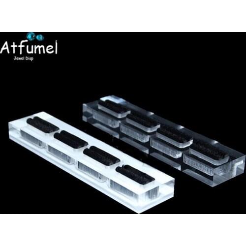 Eco-friendly Acrylic Ring Jewelry Box Rectangle 4 Slot Ring Jewelry Display Holder Smart Jewelry Storage Organizer Stand Rack