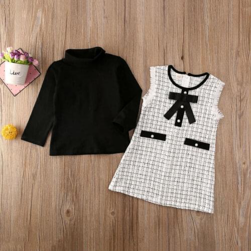 Toddler Cute Girls Kids Outfits Tops Plaid Dress Long Sleeve T Shirt Formal Winter Spring Clothes 2020 New fashion