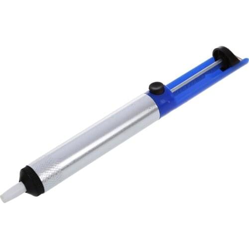 Blue Silver Tone Shell Desoldering Pump Solder Sucker Removal Irons Tool