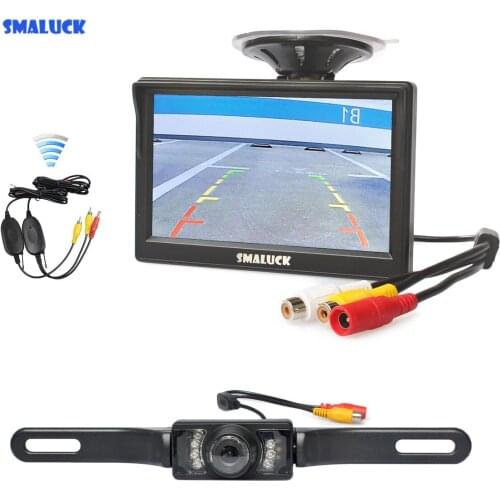 SMALUCK Wireless 5" Backup Car Monitor Car Van Truck Parking IR Night Vision Reversing Camera Rear View Parking Security System
