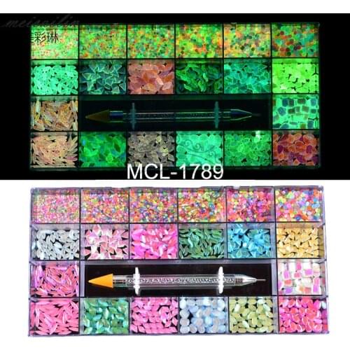 Swarovsky Mixed AB Glass Crystal Diamond In Grids 21 Shape And 1 Dotting Pen Flatback Nail Art Rhinestone Set