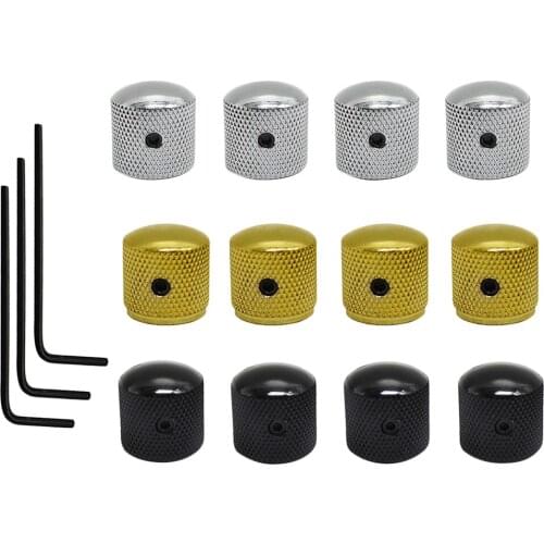 Tooyful 4Pcs Tone Volume Control Button Push Dome Knob w/ Wrench for Electric Guitar Bass