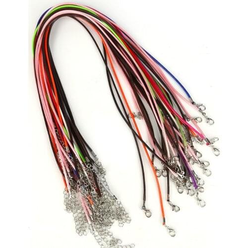 Top 5Pcs 2MM Leather Handmade Adjustable Braided Necklace Bracelet Pendant Charms With Lobster Clasp For DIY Jewelry Findings