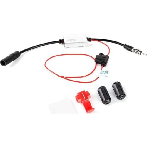 Universal Car Antenna FM Radio Signal Amplifier 25dB Gain Radio Aerial Signal Reception Amplifier Boosters​​ For 12-24V Cars