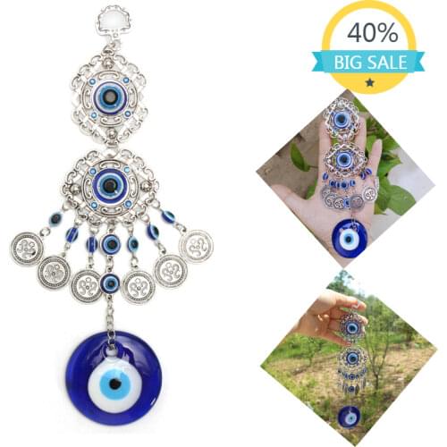 Wind Chimes Turkish Blue Eye Horseshoe Elephant Pendant Good Luck Amulet Lucky Protection Car Ornament Turkish Jewelry Ornaments