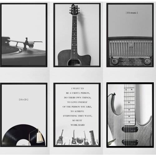 Vinyl Records Black and White Vintage Music Canvas Painting Posters and Prints Wall Pictures for Living Room Home Decoration