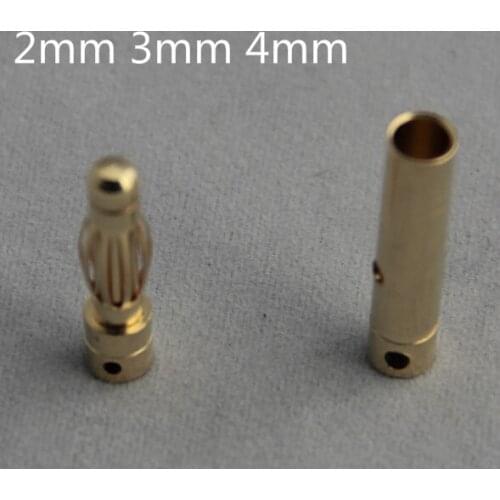 High Current Banana Plug 2.0mm 3.0mm 4.0mm Male Female RC Hobby Li-Po Battery Banana Bullet Connector 10pair/Set