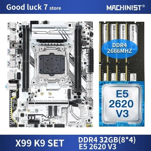 X99 motherboard LGA 2011-3 set kit with Intel xeon E5 2620 V3 processor DDR4 32GB(4*8GB) 2666MHz RAM M-ATX NVME M.2 SSD X99-K9