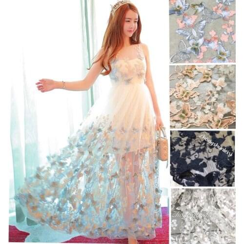 South Korea 3D three - dimensional flower network yarn butterfly decals multicolor embroidery lace Europe and the United States