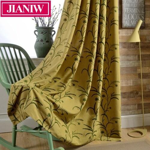 JIANIW Embroidered Leaves Room Darkening Curtains For Living Room Luxury Blind Drapes Window Panel Fabric Curtain For Bedroom