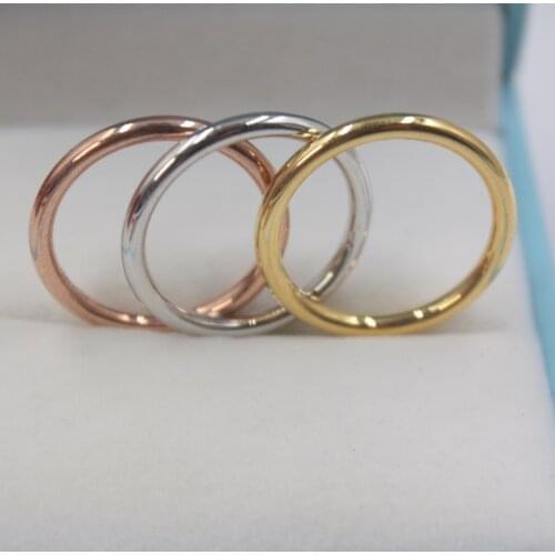 Pure 18k Gold Ring For Women Girl Smooth Band Real Rose Gold Lucky Ring US Size 7 &8 Gift Engagement Ring Jewelry Stamped 1PCS