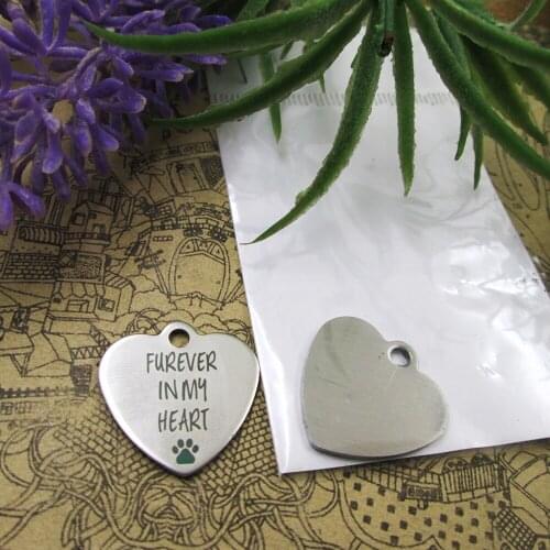 20pcs--"Furever In My Heart"stainless steel charms 5 styles for choosing DIY Charms for necklace bracelets