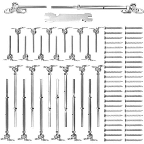 12Pcs T316 Cable Railing Kits Fit 3/16 inch Wire Rope Cable,Toggle Turnbuckle & End for Cable Railing Systems