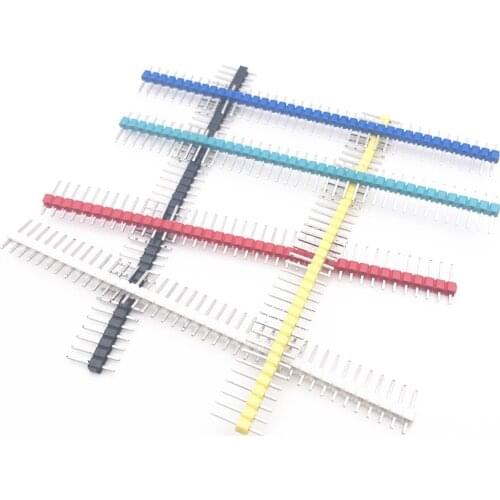 120pcs/lot 2.54mm Green+White+Red+Yellow+Blue+Black Single Row Male 1X40 1*40 Pin Header Strip